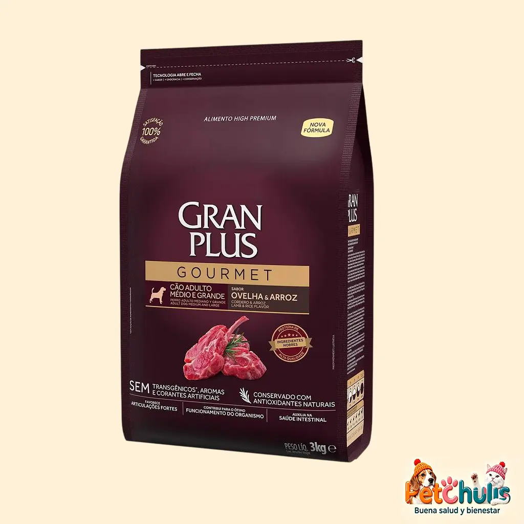 Gran Plus Gourmet Perro Adulto Razas Medianas y Grandes Cordero y Arroz 3kg