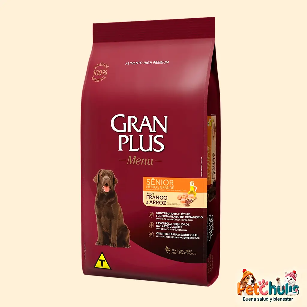 Gran Plus Menu Perro Senior Mediano y Grande Pollo y Arroz 15kg
