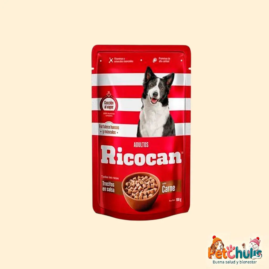 Ricocan Trocitos en Salsa Sabor Carne Adulto Pouch 100 g