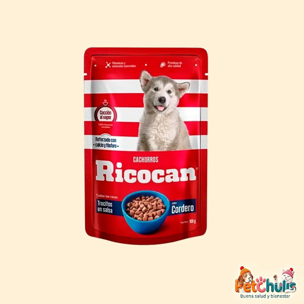 Ricocan Trocitos en Salsa Cordero Cachorros Pouch 100g