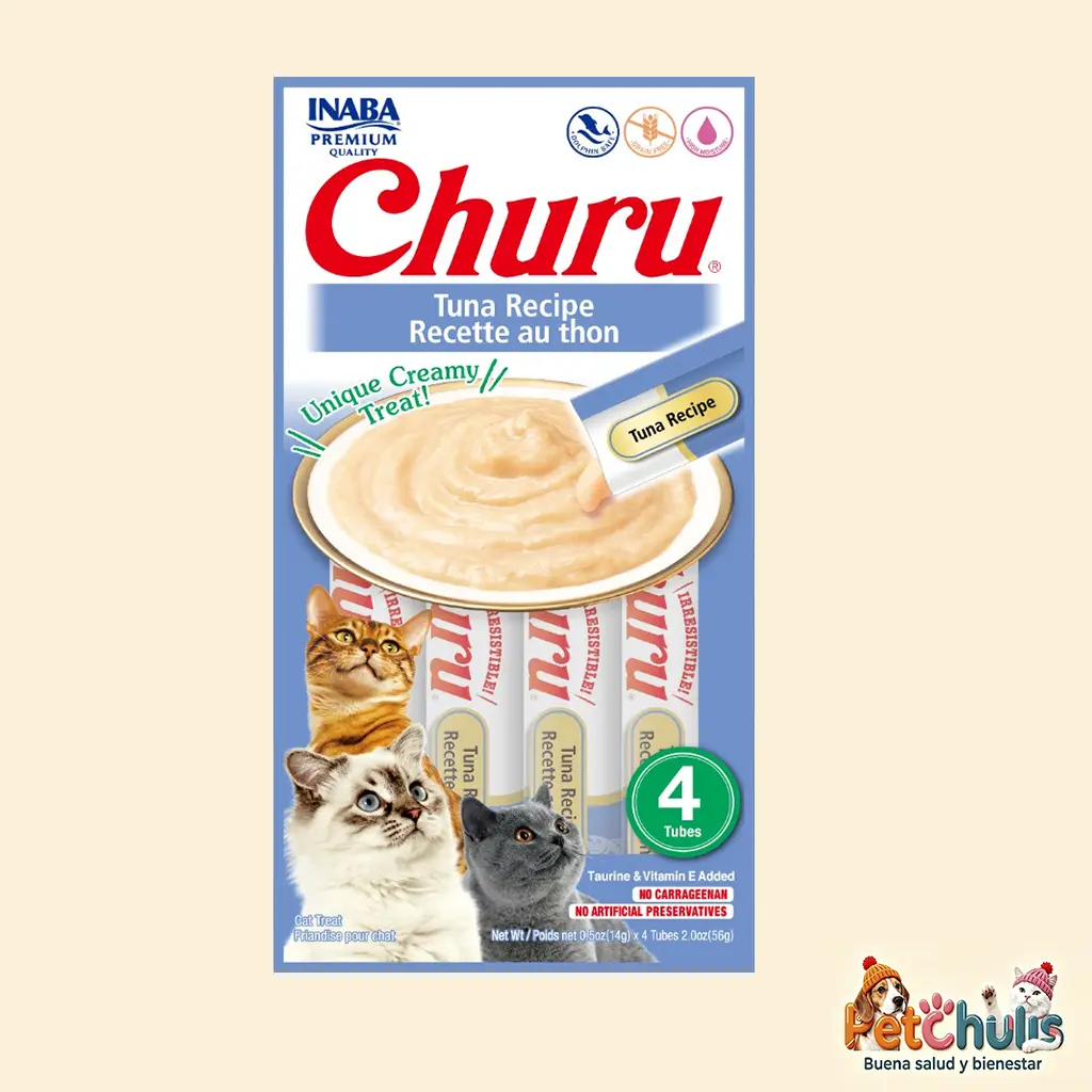 Inaba Churu Atún para Gatos 4 Tubos x 14 g