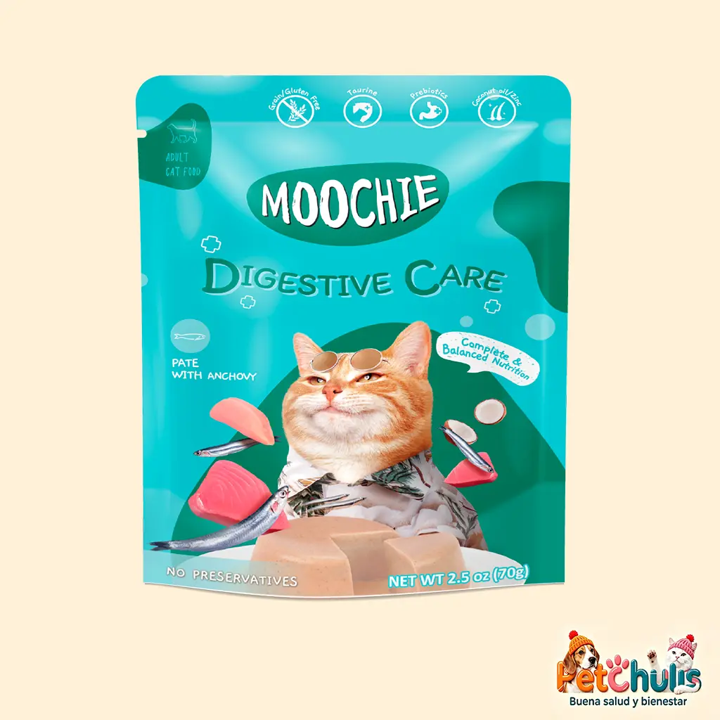 Moochie Digestive Care Paté con Anchoveta para Gatos Adultos 70 g